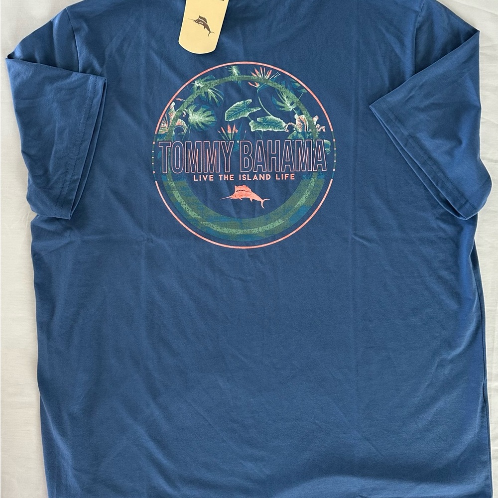 Tommy Bahama Men's LIVE THE ISLAND LIFE T-Shirt XL Dockside Blue NEW *Tropical